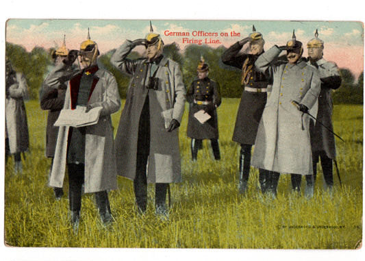Vintage WWI Military Post Card German Officers on Firing Line Underwood PC Series 145 - Avid Vintage