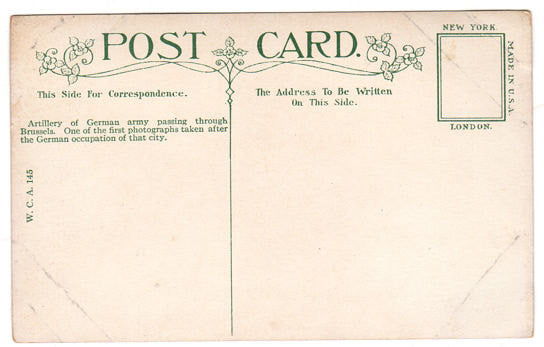 Vintage World War One Military Postcard German Army in Brussels W.C.A. Series 145 - Avid Vintage