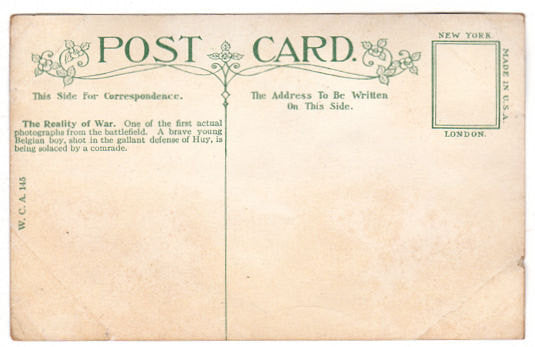 Vintage World War One Postcard Realities of War Wounded Belgian Soldier W.C.A. Series 145 Number 3 - Avid Vintage