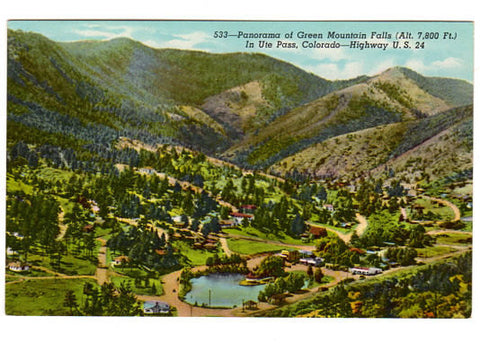 Vintage 1910s Ute Pass Colorado Postcard Panorama View of Green Mountain Falls Unused US Highway 24 - Avid Vintage