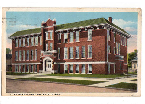 Vintage 1910s North Platte Nebraska Color Postcard, St. Patricks School Town View PC - Avid Vintage