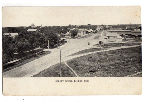 Vintage 1910s Diller Nebraska Postcard Street Scene Birds Eye View - Avid Vintage
