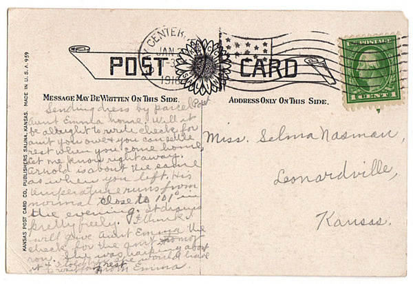 Antique 1910s Town View Postcard Clay Center Kansas Bonham Block - Avid Vintage