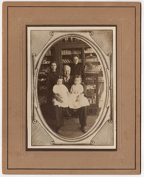 Woolsey Family 1900's Antique Mounted Photo Twin Boys Drug Store Interior Hubbell Nebraska - Avid Vintage