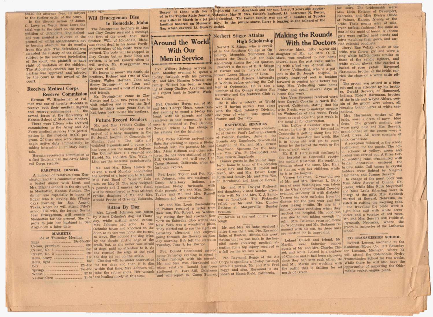 Vintage 1951 Linn and Palmer Kansas Newspaper Genealogy Research History June 8 - Avid Vintage