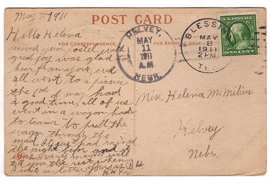 Vintage 1910s Blessing Texas Postcard Here I am in Blessing House Scene 1911 Postmark - Avid Vintage
