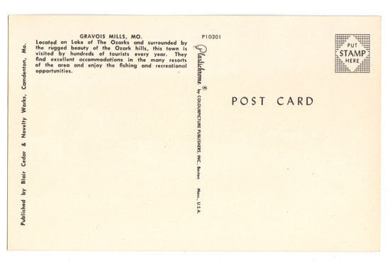 Vintage Gravois Mills Missouri Roadside 1950s Town View Chrome Postcard Unused - Avid Vintage