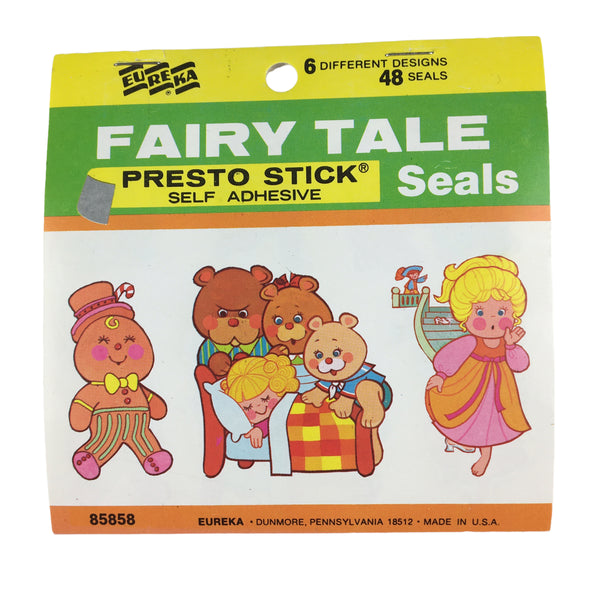 Vintage Eureka Fairy Tale Seals Booklet 48 Presto Stick Stickers