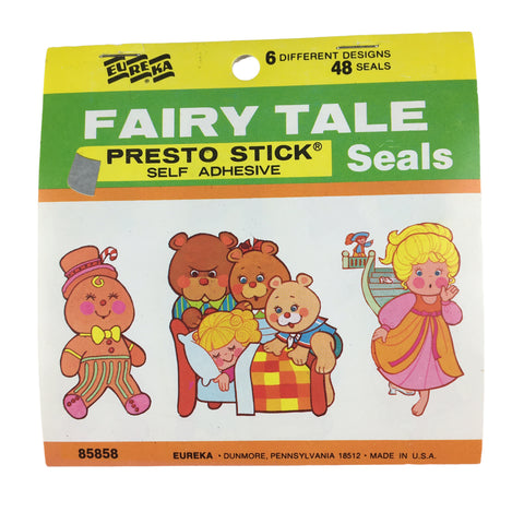 Vintage Eureka Fairy Tale Seals Booklet 48 Presto Stick Stickers