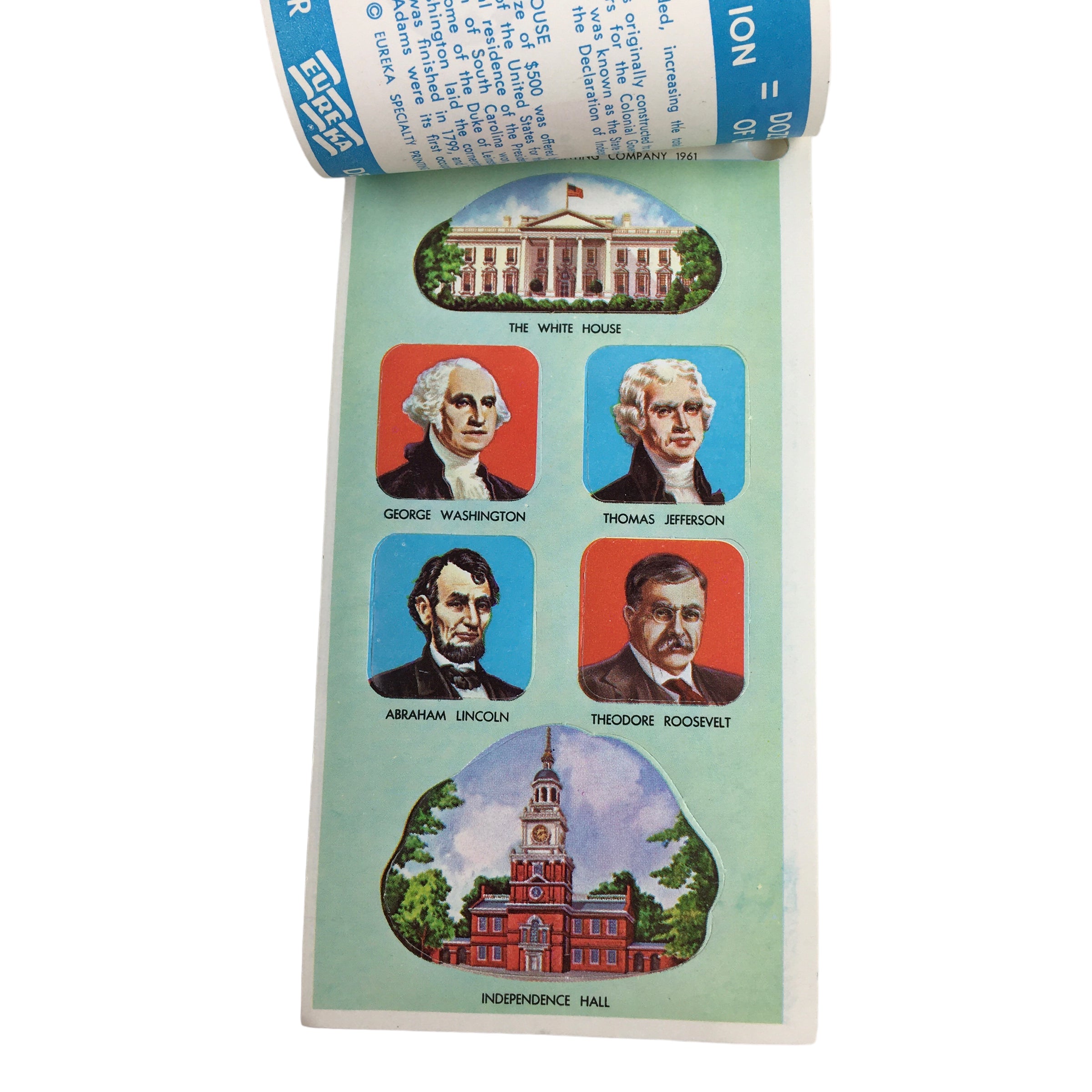 Vintage Eureka Patriotic Seals Booklet Abe Lincoln 36 Stickers