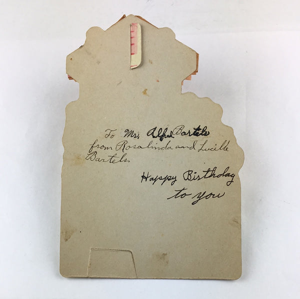 Vintage 1930s Honeycomb Valentine Card Children at Well