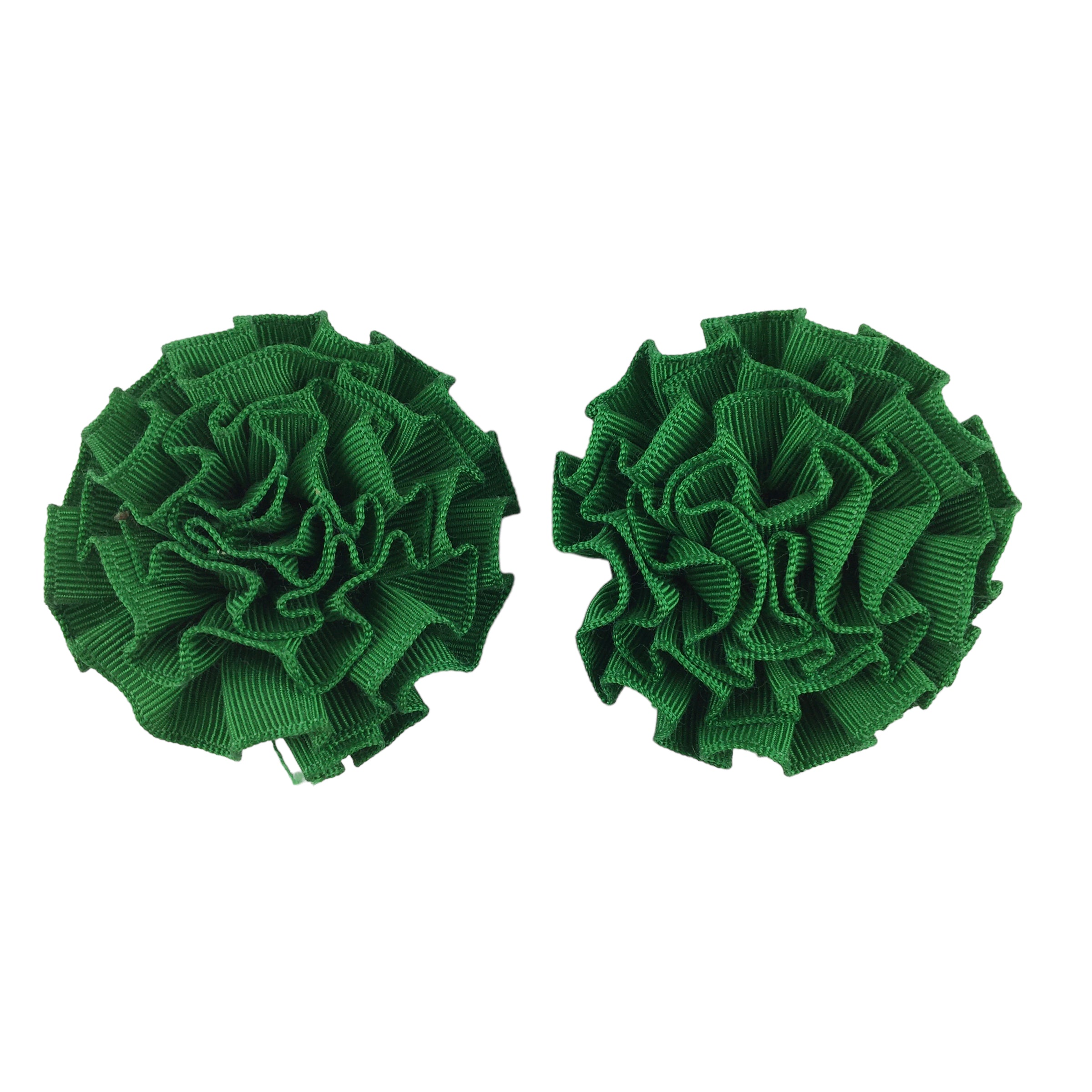 Vintage Rosette Shoe Clips Green Grosgrain Ribbon Embellishments - Avid Vintage