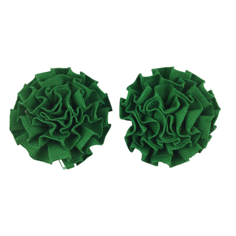 Vintage Rosette Shoe Clips Green Grosgrain Ribbon Embellishments