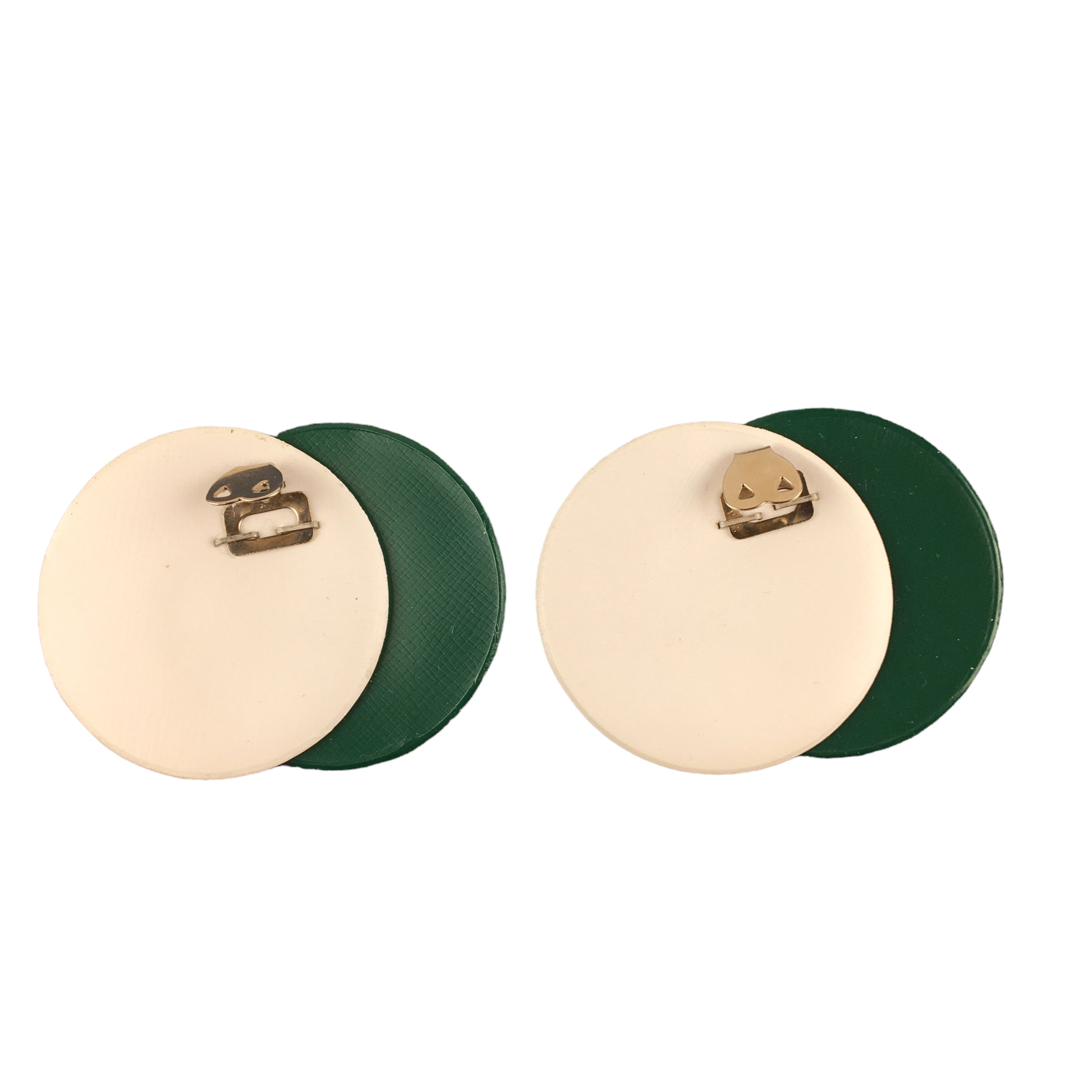 Vintage 1970s Vinyl Shoe Clips Groovy Green and White Circles - Avid Vintage