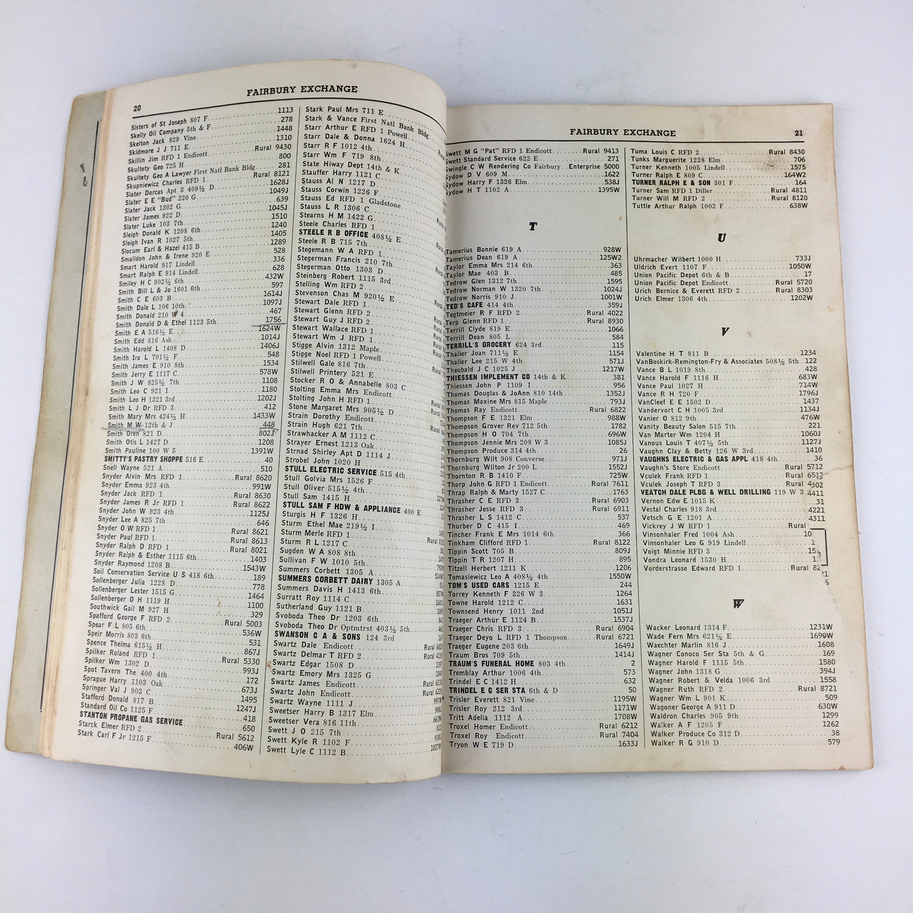 Vintage 1956 Fairbury Nebraska Telephone Directory Book - Avid Vintage