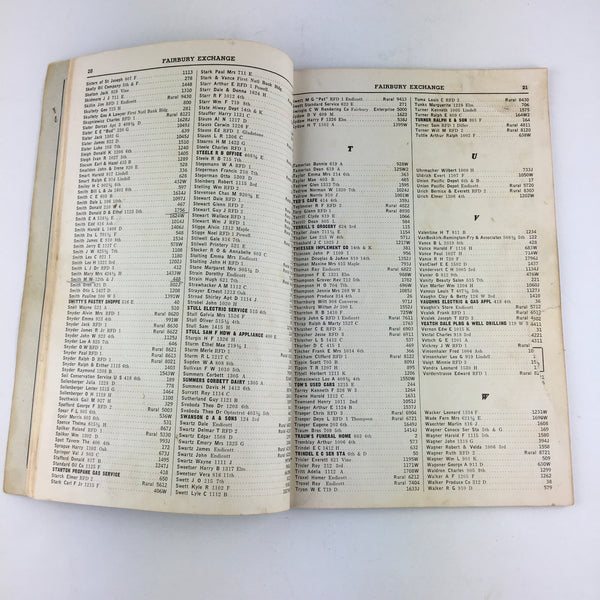 Vintage 1956 Fairbury Nebraska Telephone Directory Book