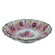 Vintage Floral Fluted Serving Bowl Dish Gold Gilt Accents