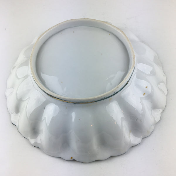 Vintage Floral Fluted Serving Bowl Dish Gold Gilt Accents