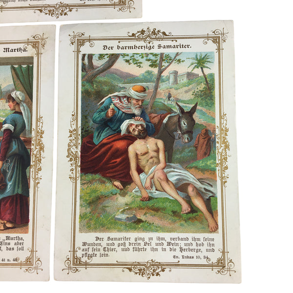 Antique Religious Cards German Bible Story Lot of 3