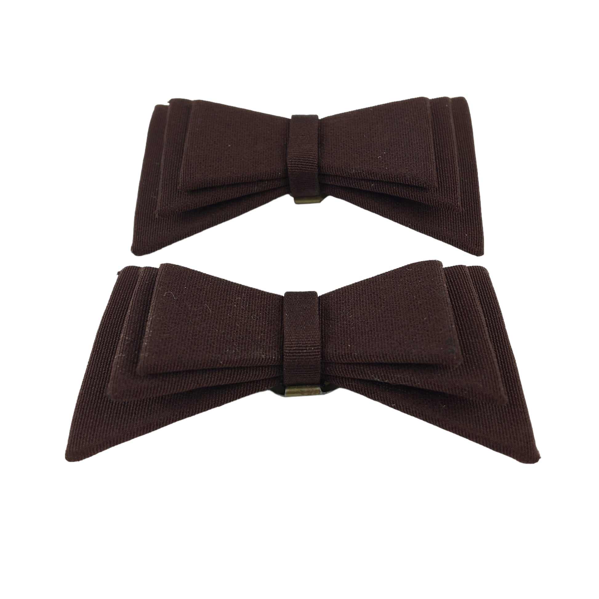 Vintage Shoe Clip Brown Grosgrain Ribbon Stacked Bow Embellishments - Avid Vintage