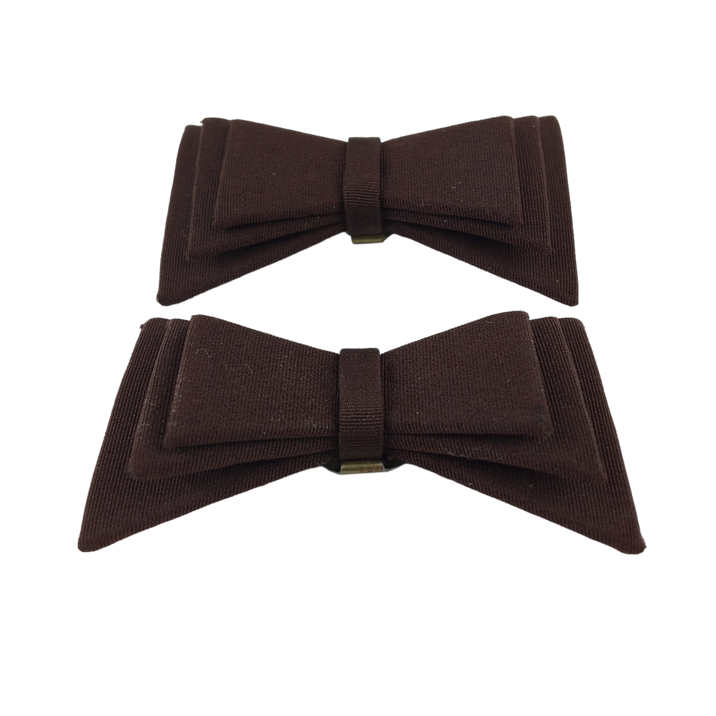 Vintage Shoe Clip Brown Grosgrain Ribbon Stacked Bow Embellishments - Avid Vintage