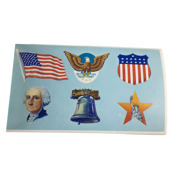 Vintage Dennison Patriotic Seals Booklet George Washington 36 Stickers