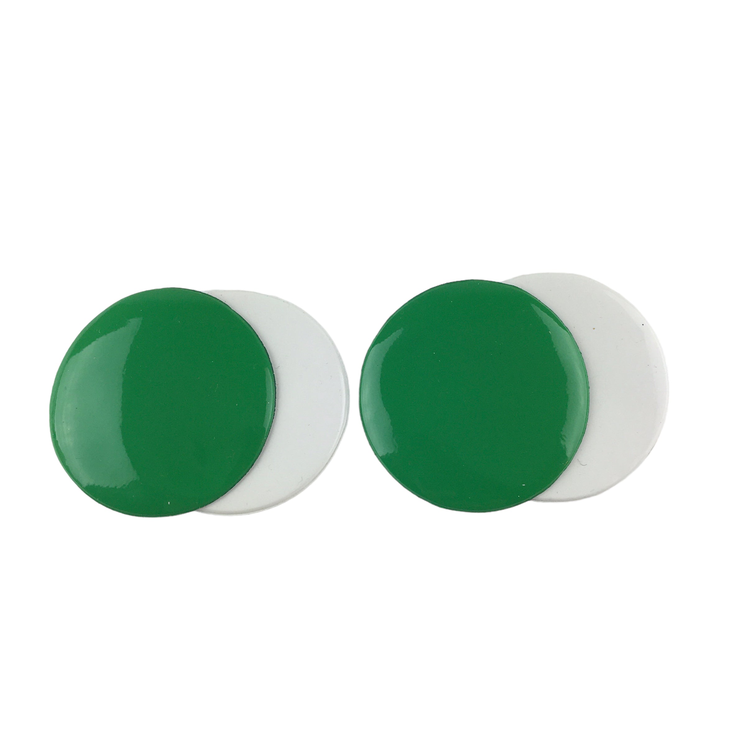 Vintage 1970s Vinyl Shoe Clips Groovy Green and White Circles - Avid Vintage
