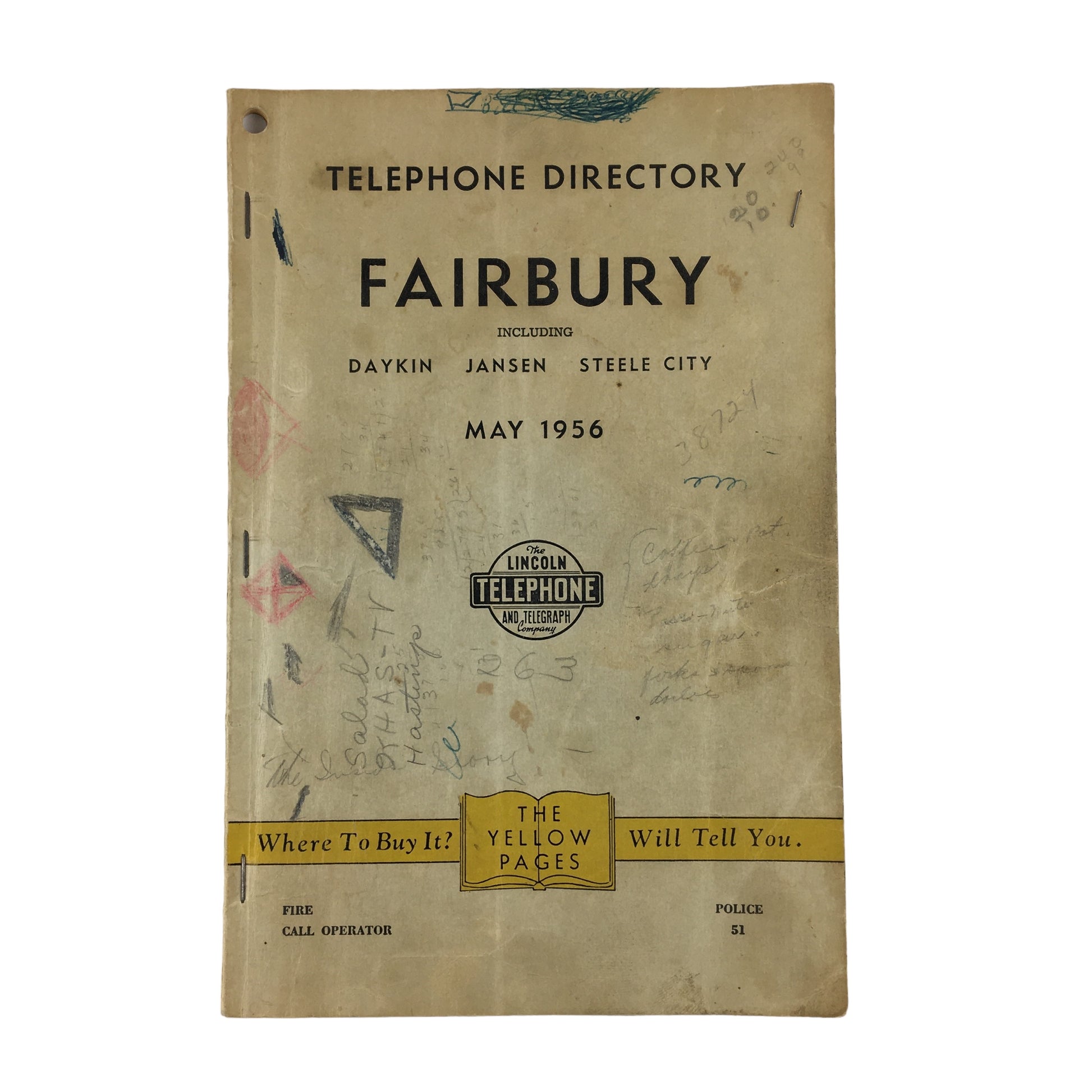 Vintage 1956 Fairbury Nebraska Telephone Directory Book - Avid Vintage