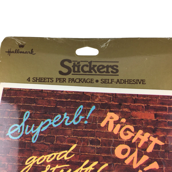 Vintage 1984 Hallmark Stickers 4 Sheets in Package Right On Slang