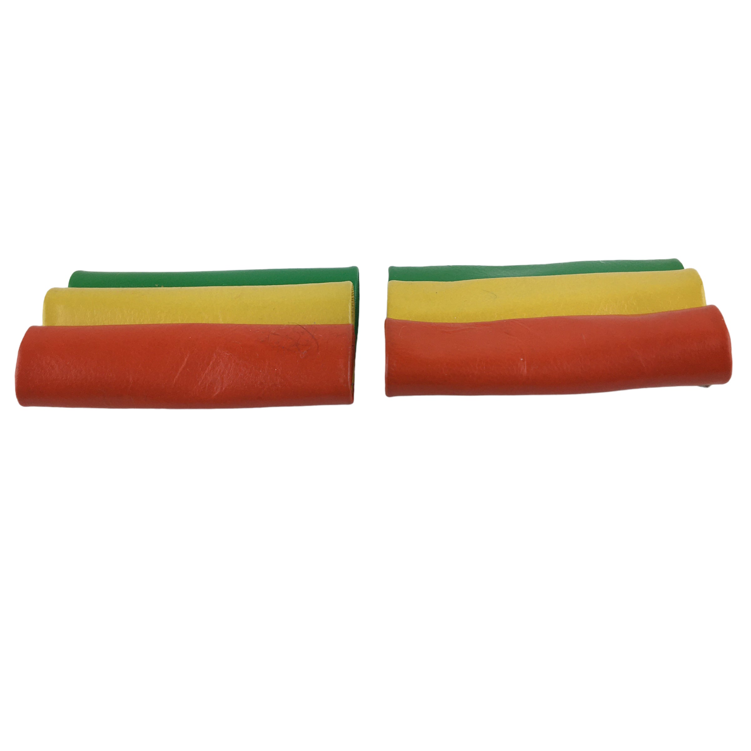 Vintage 1970s Vinyl Shoe Clips Orange Yellow Green Groovy Embellishments - Avid Vintage
