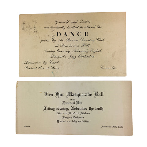 Antique Dance Cards Ball Invitation Barnes Kansas Lot of 2