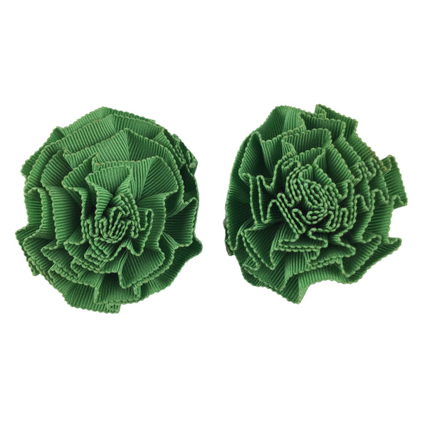 Vintage Rosette Shoe Clips Light Green Grosgrain Ribbon
