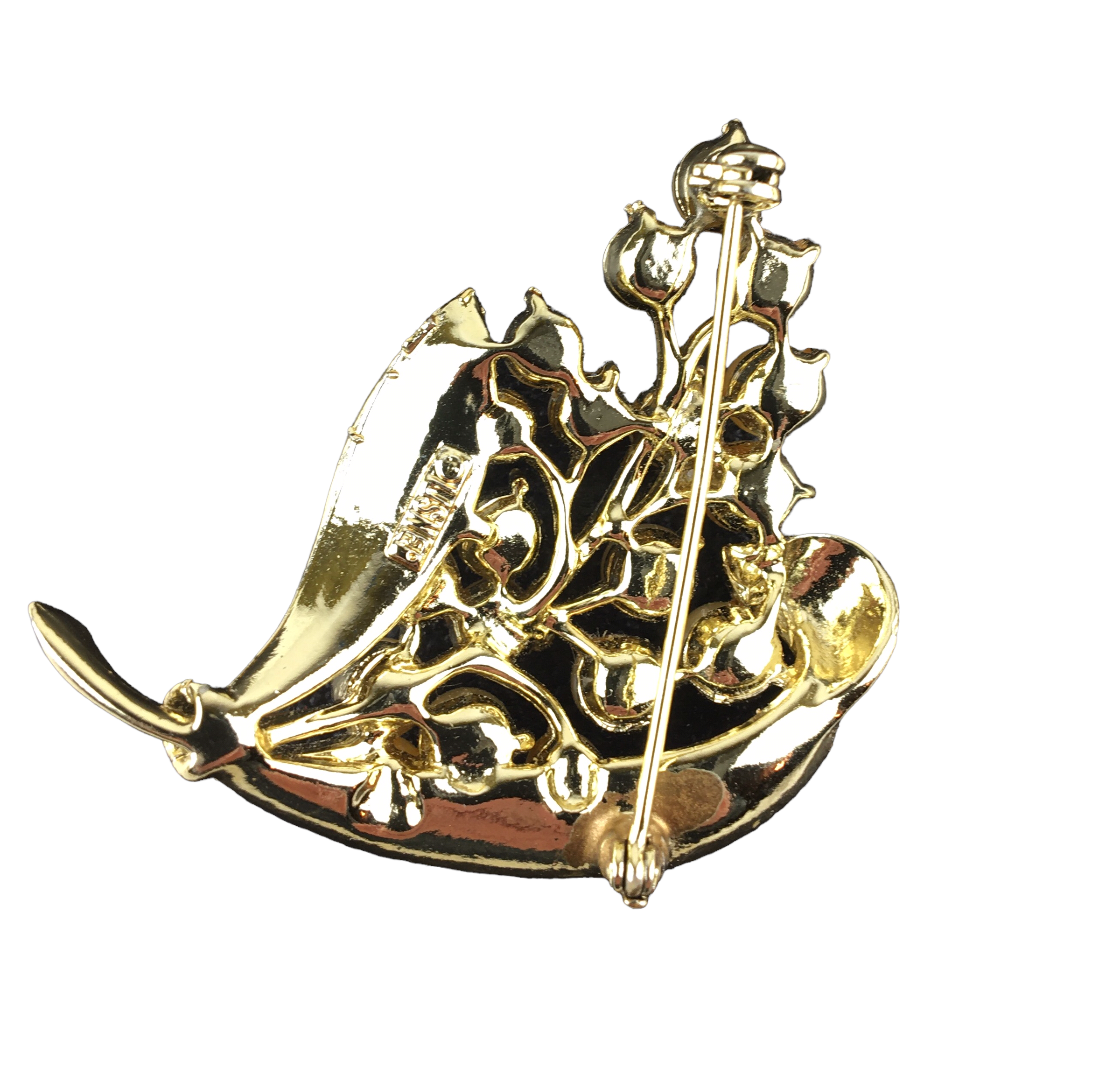 Vintage USNER Gold Tone Faux Pearls Flower Brooch
