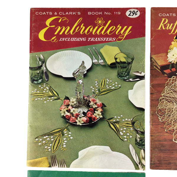 Vintage 1960s Coats and Clark’s Craft Book Lot Doilies Embroidery Patterns