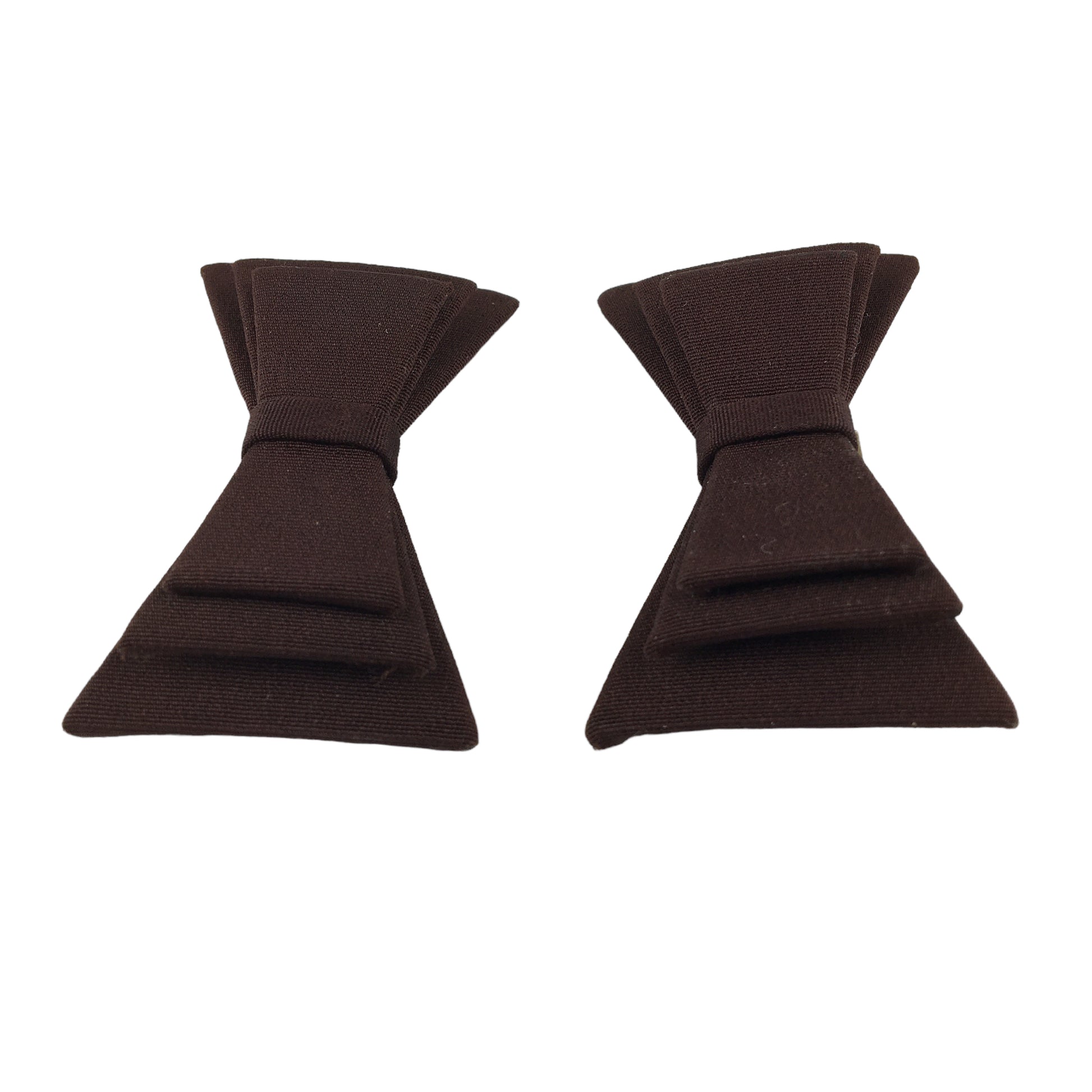 Vintage Shoe Clip Brown Grosgrain Ribbon Stacked Bow Embellishments - Avid Vintage