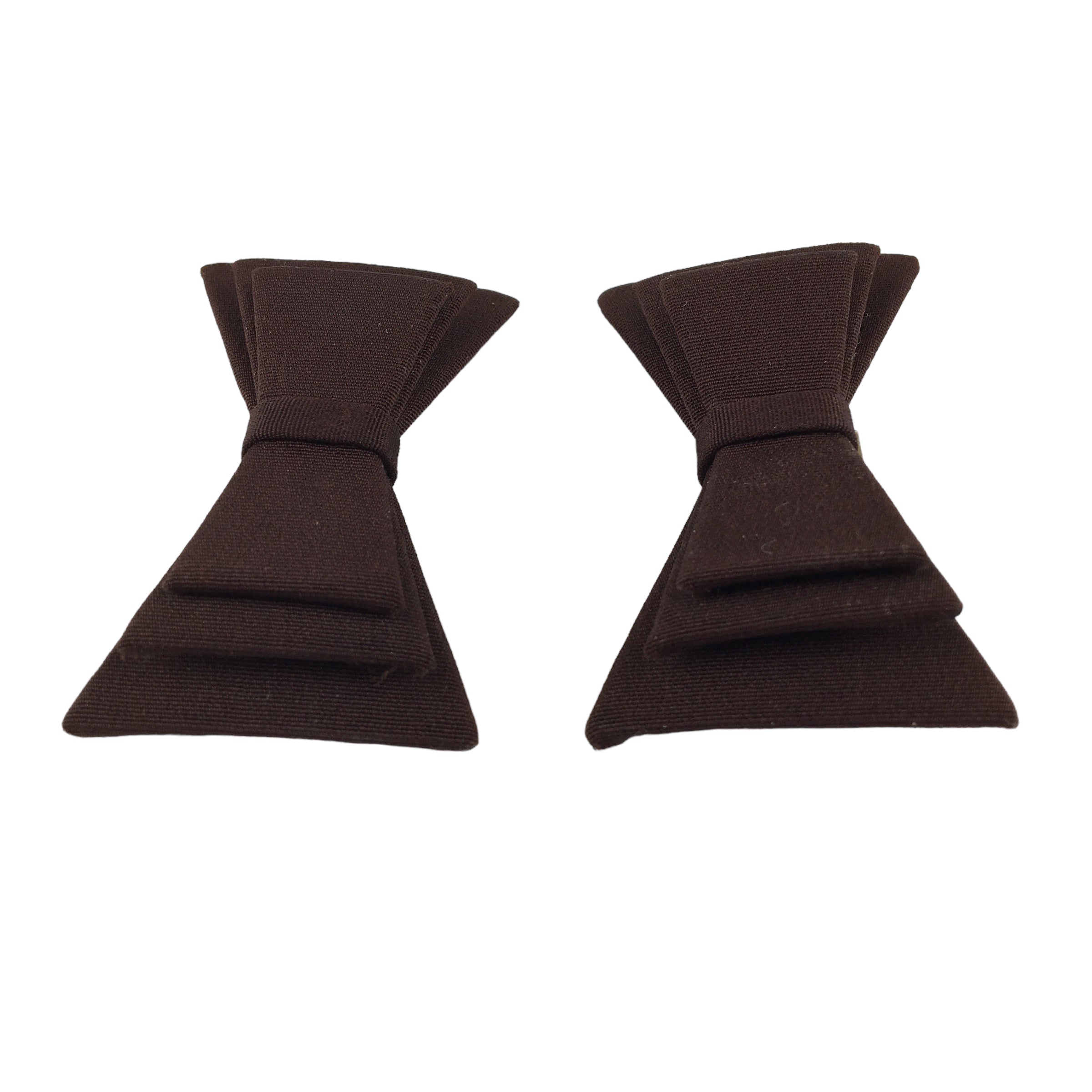 Vintage Shoe Clip Brown Grosgrain Ribbon Stacked Bow Embellishments - Avid Vintage