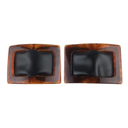 Vintage Shoe Clips Brown Acrylic Frame Black Faux Leather - Avid Vintage