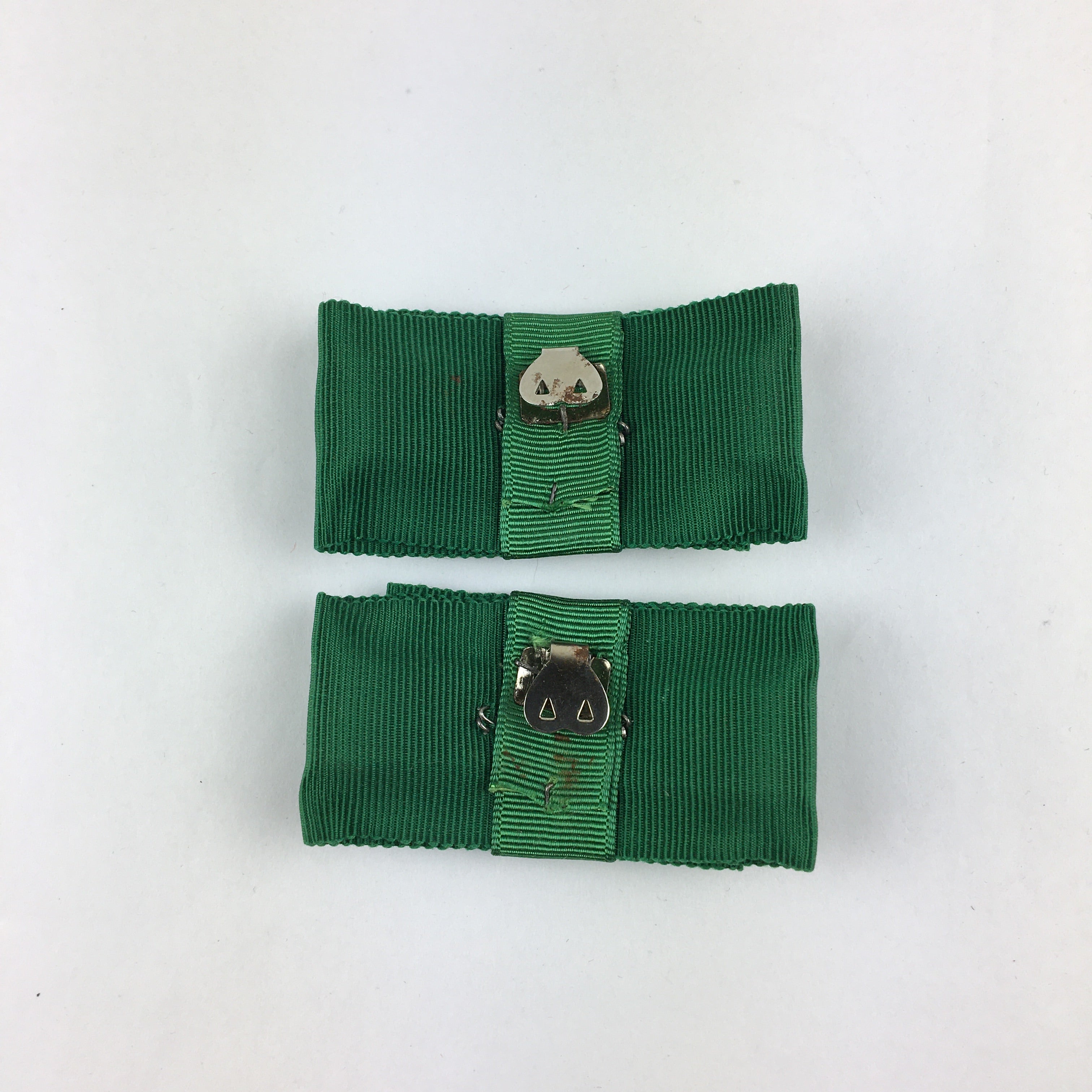 Vintage Green Grosgrain Ribbon Shoe Clips Embellishments - Avid Vintage