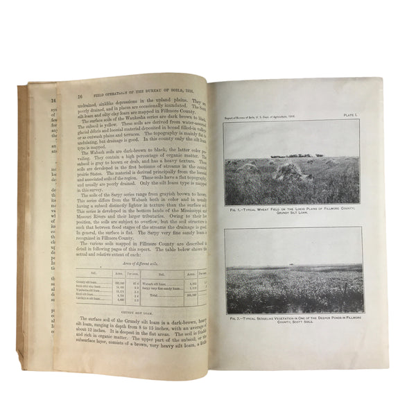 Vintage 1918 Fillmore County Nebraska USDA Soil Survey Color Map Book