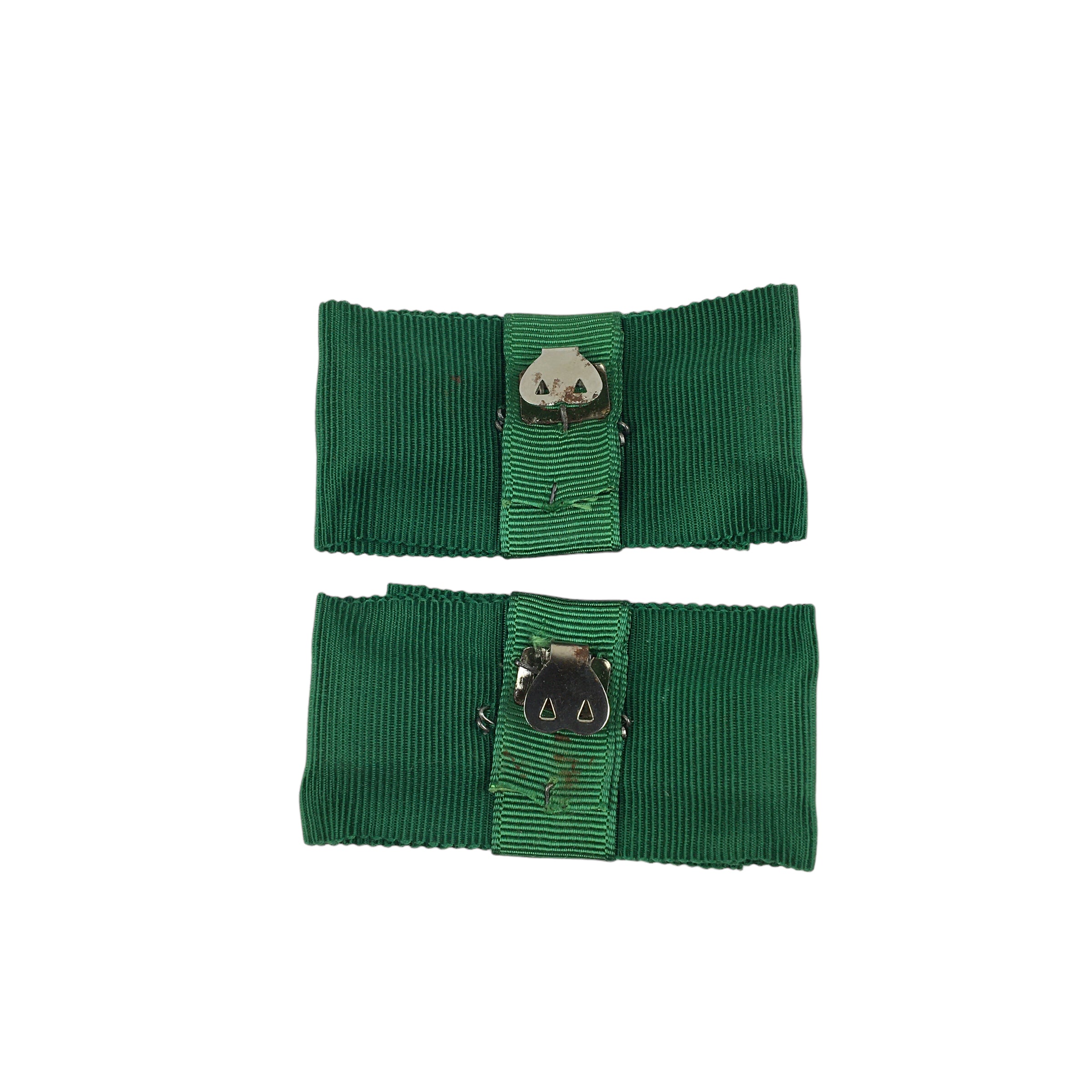 Vintage Green Grosgrain Ribbon Shoe Clips Embellishments - Avid Vintage