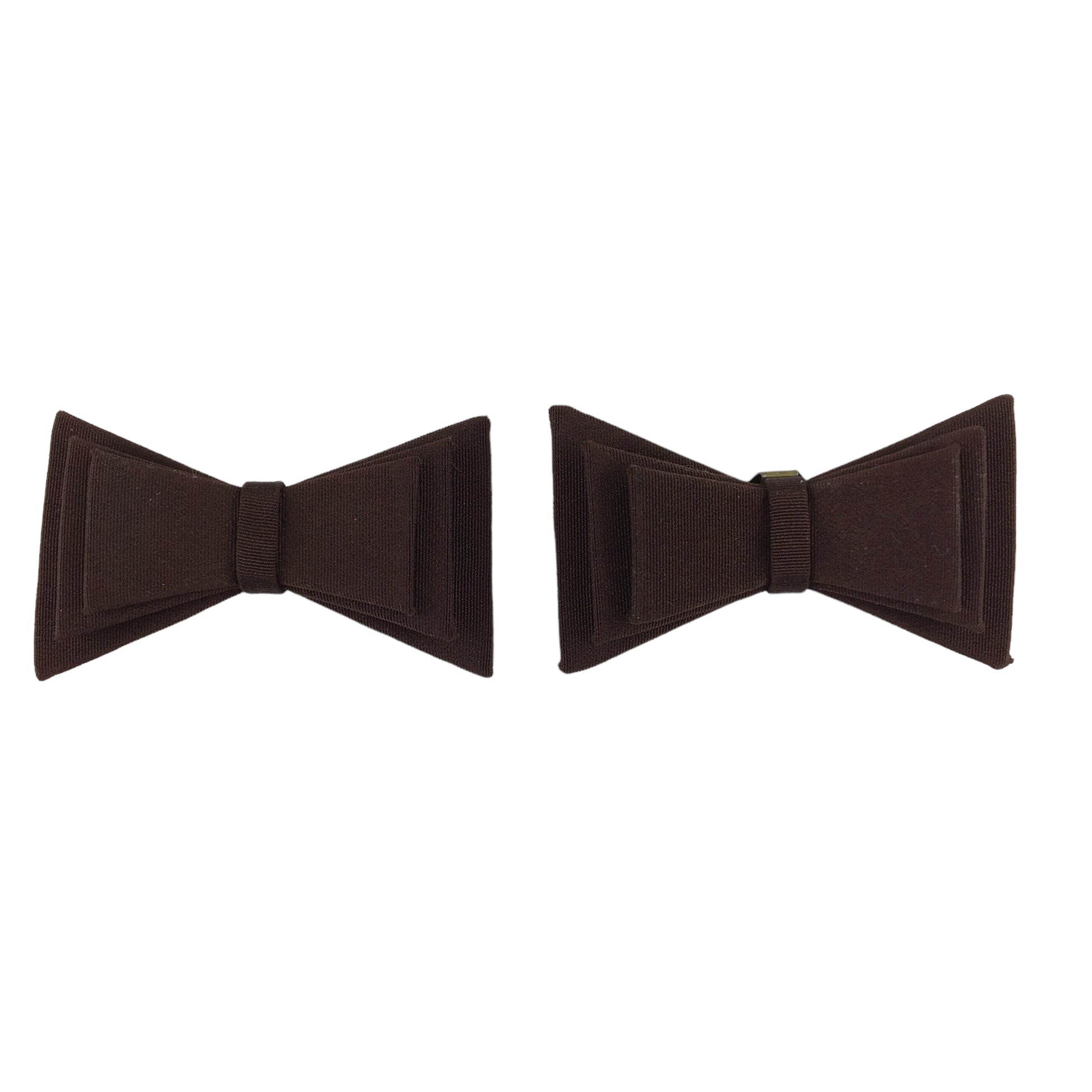 Vintage Shoe Clip Brown Grosgrain Ribbon Stacked Bow Embellishments - Avid Vintage