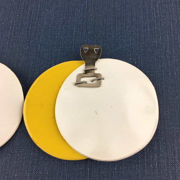 Vintage 1970s Vinyl Shoe Clips Groovy Yellow and White Circles