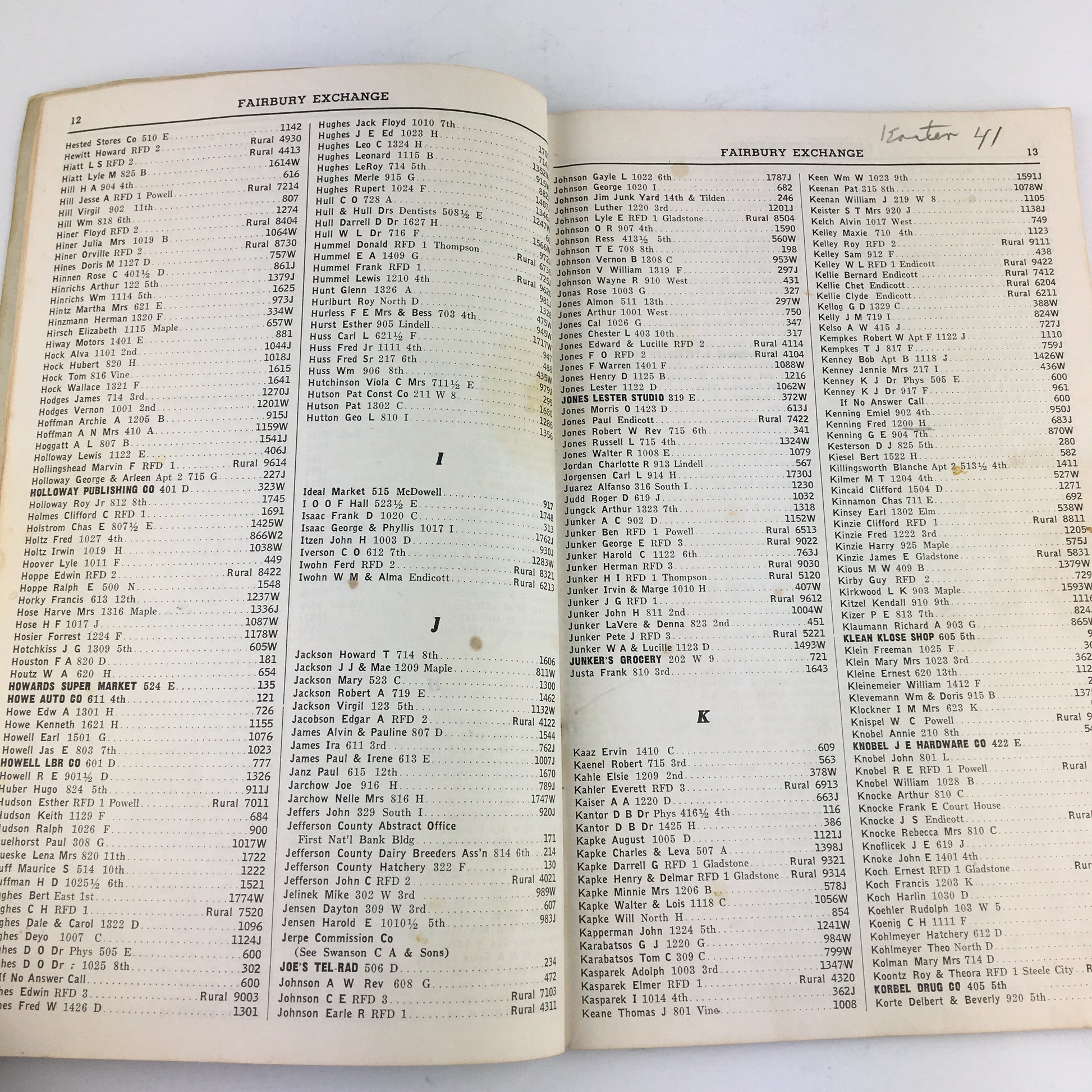 Vintage 1956 Fairbury Nebraska Telephone Directory Book - Avid Vintage
