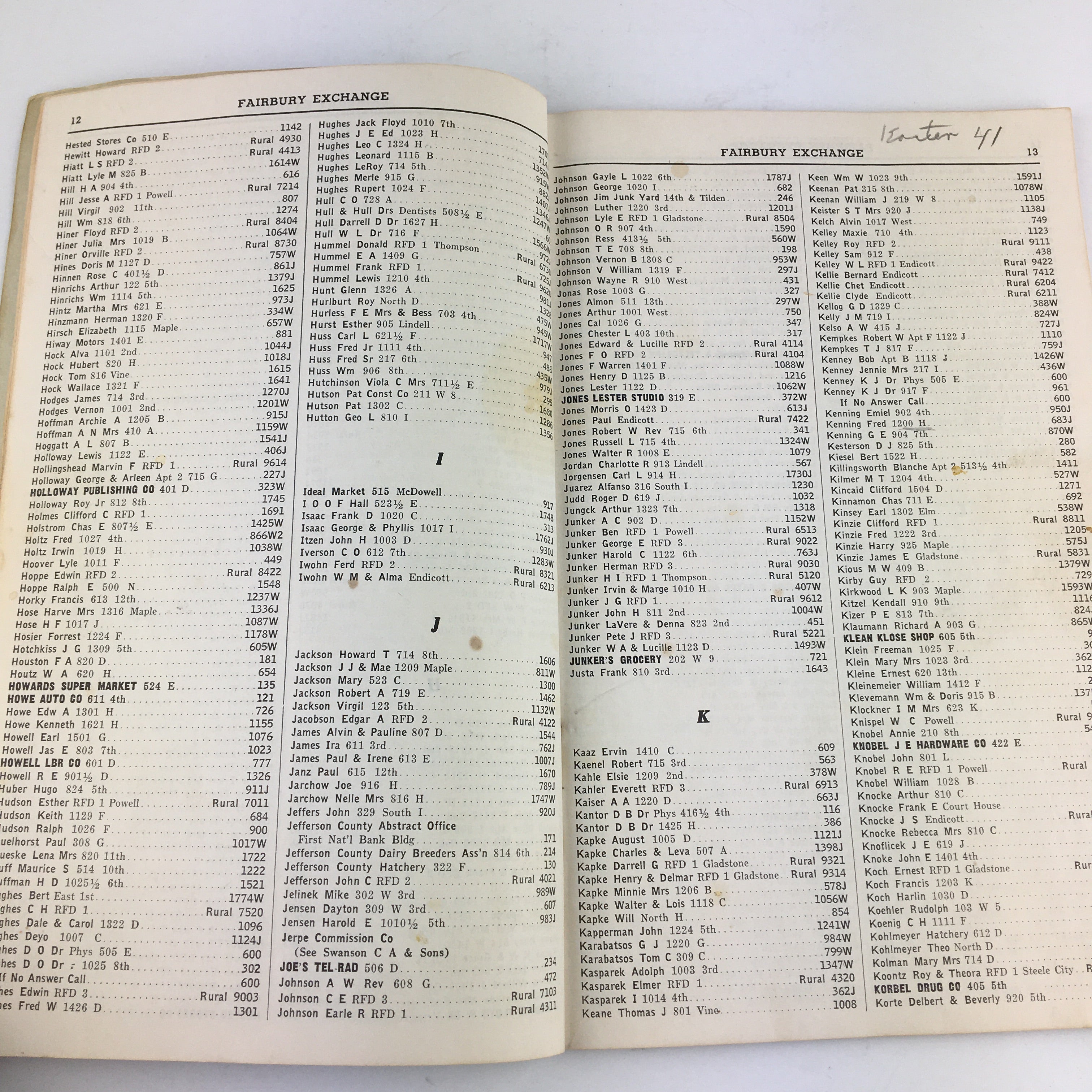 Vintage 1956 Fairbury Nebraska Telephone Directory Book - Avid Vintage