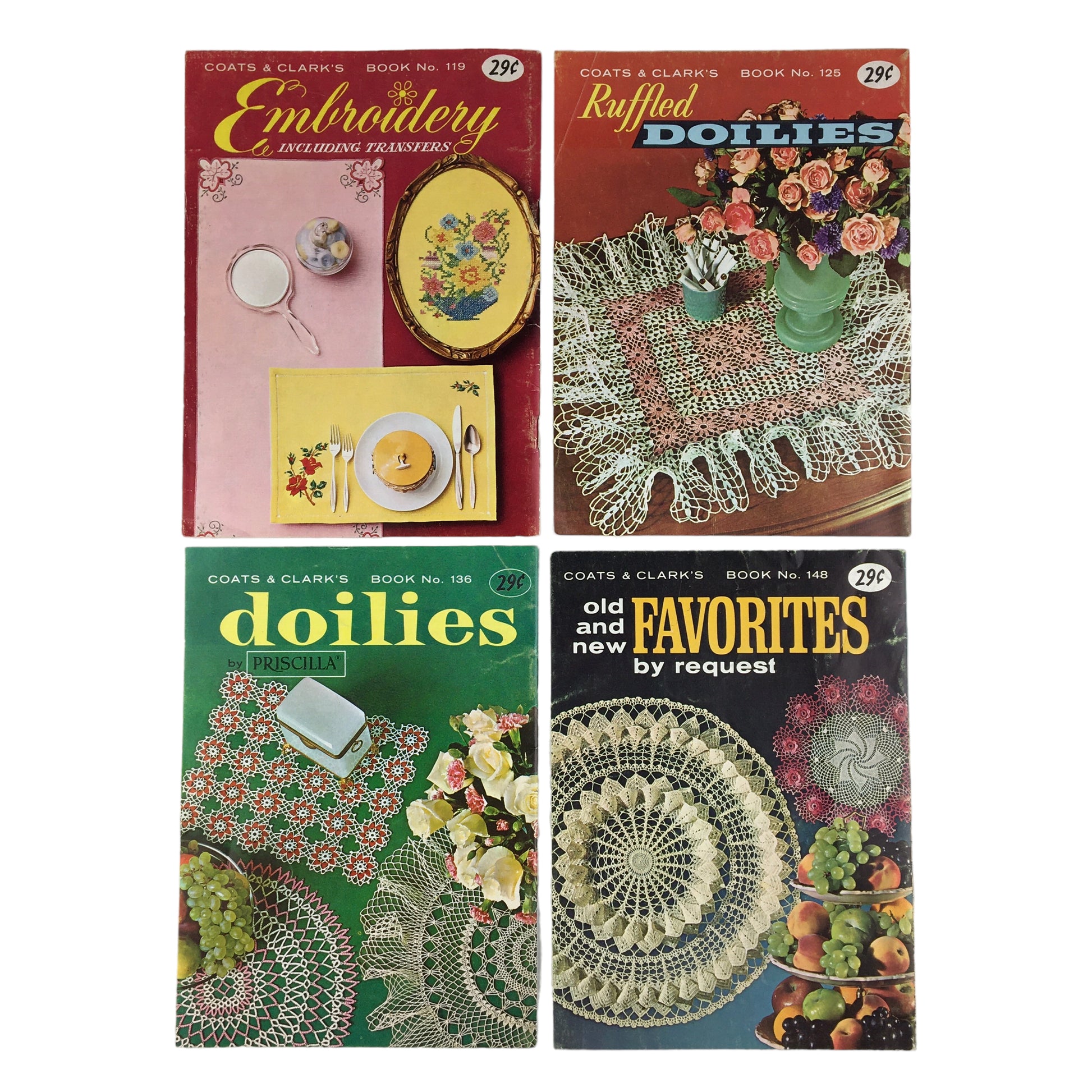 Vintage 1960s Coats and Clark’s Craft Book Lot Doilies Embroidery Patterns - Avid Vintage