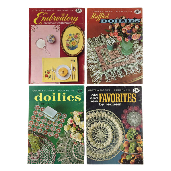 Vintage 1960s Coats and Clark’s Craft Book Lot Doilies Embroidery Patterns