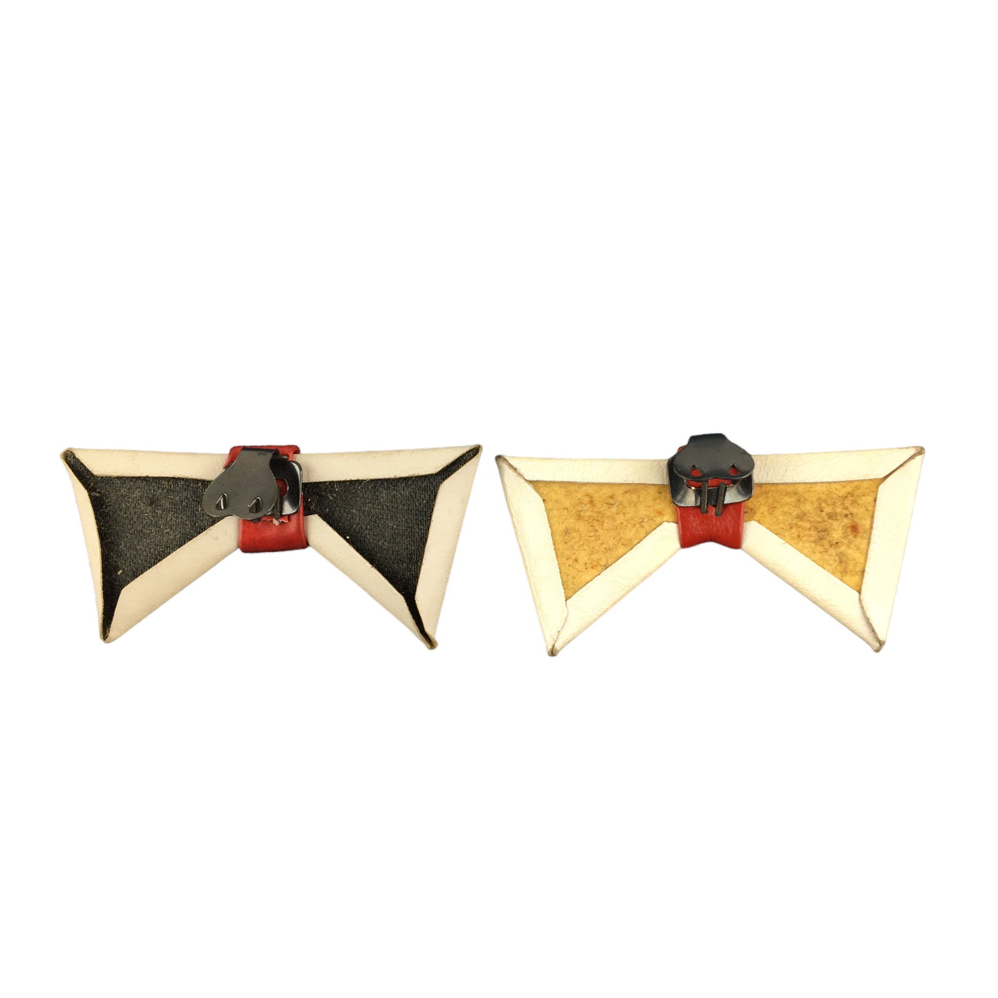 Vintage Shoe Clips Red and White Faux Leather Bows - Avid Vintage