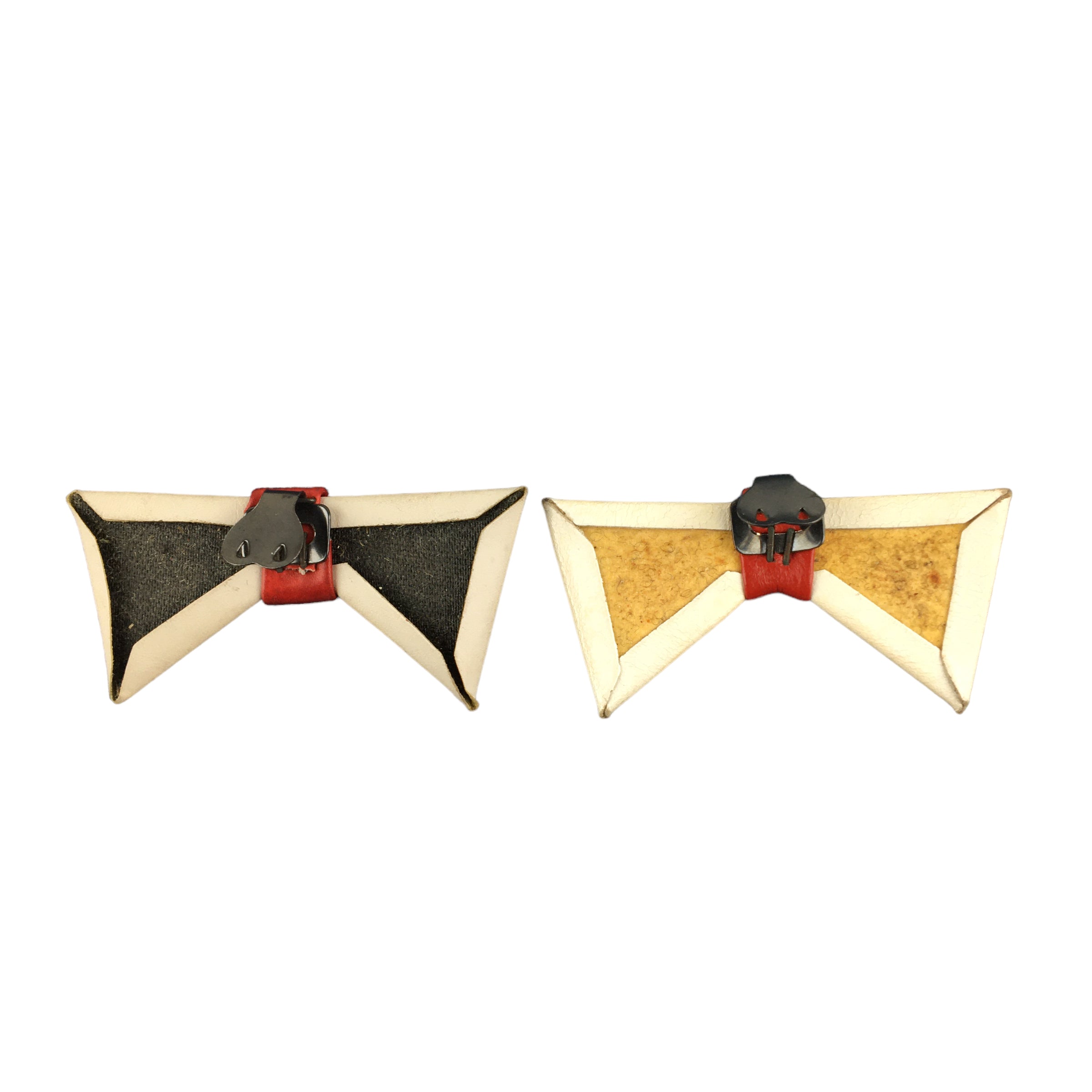 Vintage Shoe Clips Red and White Faux Leather Bows - Avid Vintage