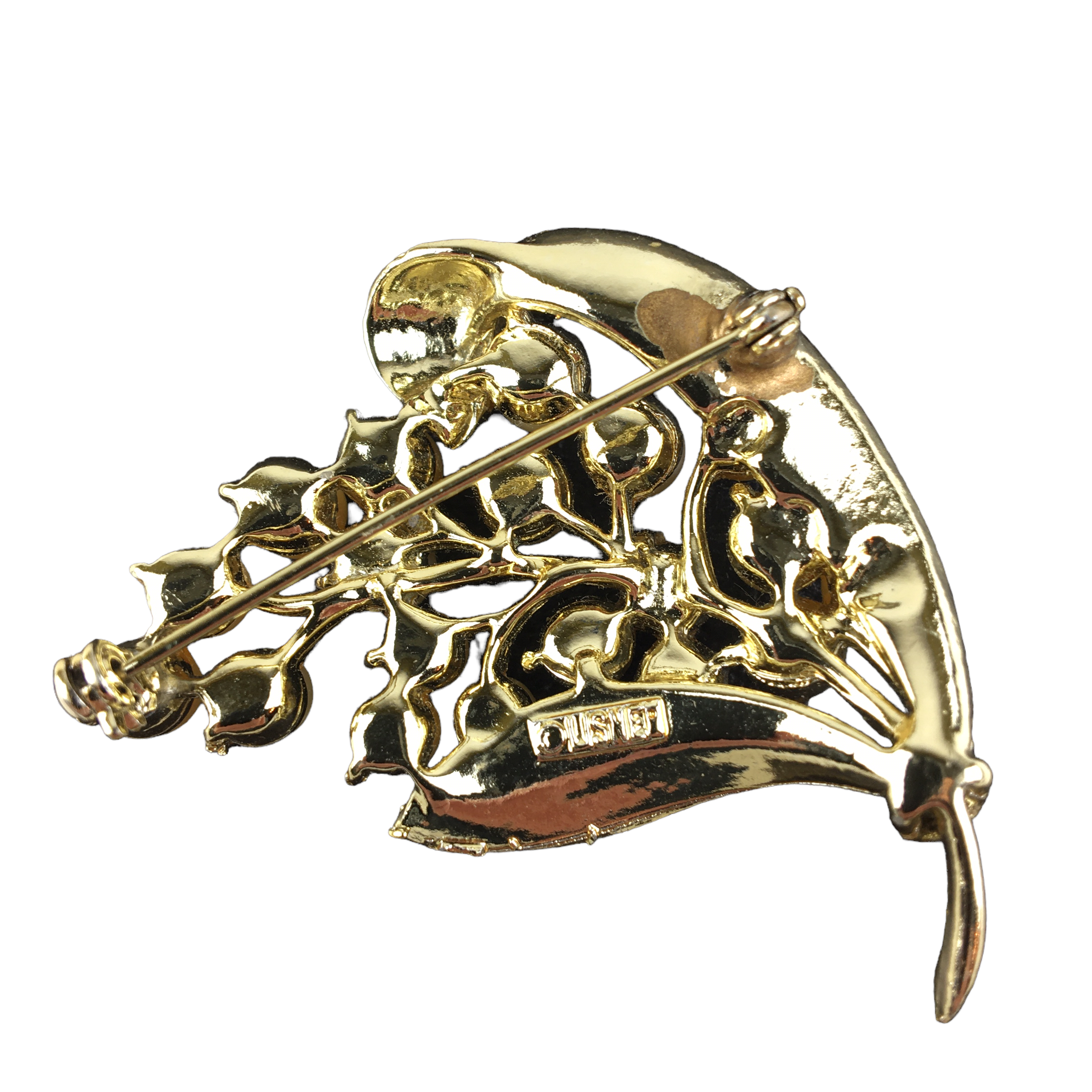 Vintage USNER Gold Tone Faux Pearls Flower Brooch