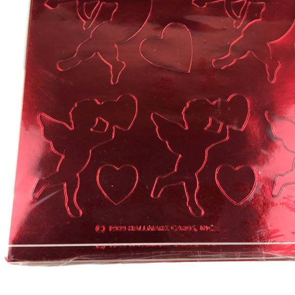 Vintage 1989 Hallmark Valentine Cupid and Heart Red Foil Stickers Sealed Package